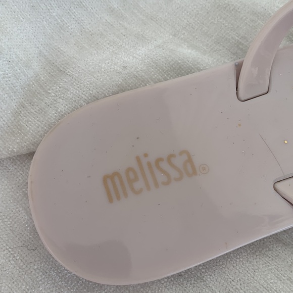 Melissa Harmonic Gold Silver Glitter Sparkle Bow Jelly Flip Flop Sandals - Picture 7 of 10